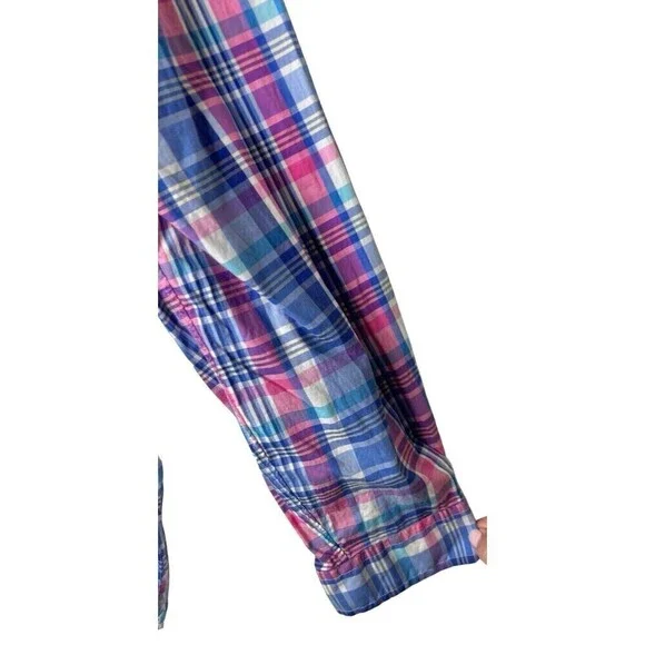 Ralph Lauren Madras Mens Shirt Sz Large Blue Pink Plaid Button Down Classic Fit - Picture 3 of 7